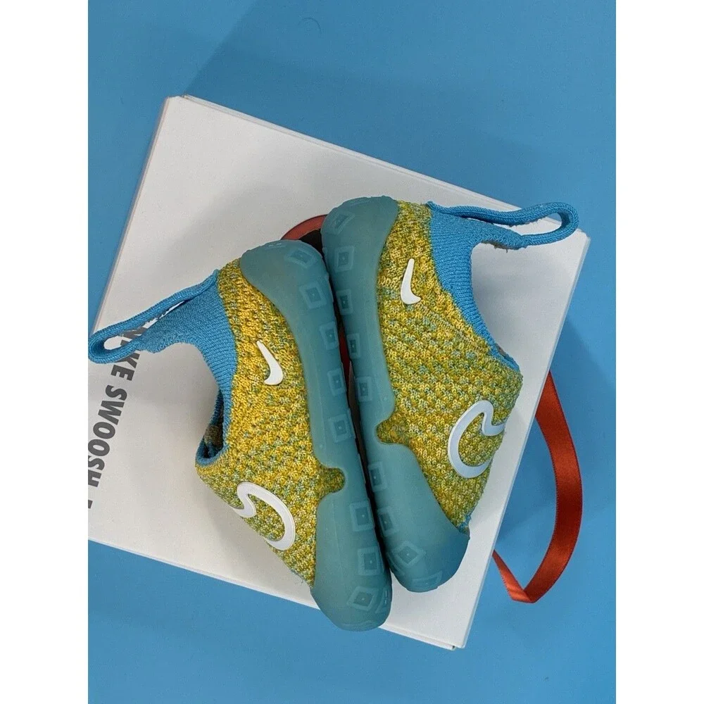 Nike Swoosh 1 TD Team Gold Baltic Blue Baby Toddler Shoes 4C NIB FB3244-700